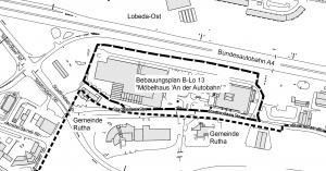 Geltungsbereich des Bebauungsplanes B-Lo 13 "Möbelhaus 'An der Autobahn'"