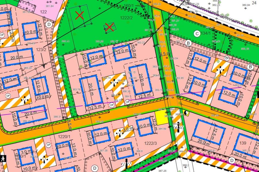 Auszug aus der Planzeichnung des Vorentwurfs des Bebauungsplans B-Mr 10 "Wohngebiet Am Golfplatz Münchenroda"